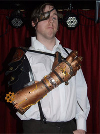 Steampunk Larp Member with Robotic Arm
